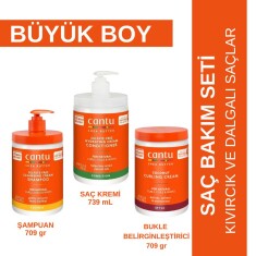 Cantu Büyük Boy Saç Bakım Seti- Şampuan+ Saç Kremi+ Bukle Belirginleştirici - Kıvırcık, Dalgalı Saçlar - 1