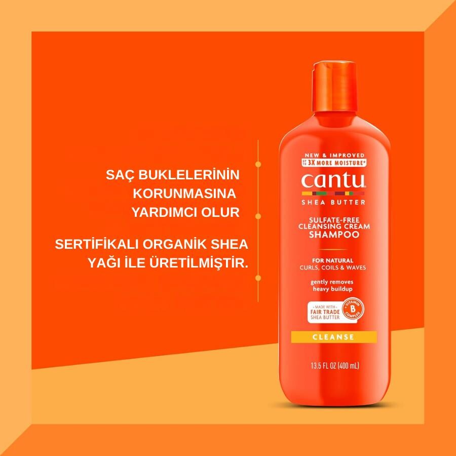 Cantu Sülfatsız Arındırıcı Krem Şampuan 400 mL- Kıvırcık Dalgalı Saçlar - 3