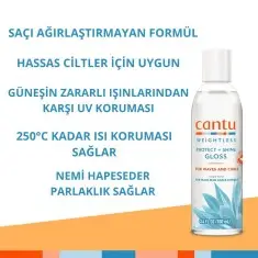 Cantu Weightless Ağırlaştırmayan Isı Koruyucu ve Parlaklık Veren Saç Serumu - Dalgalı ve Kıvırcık Saçlar 100 mL - 3