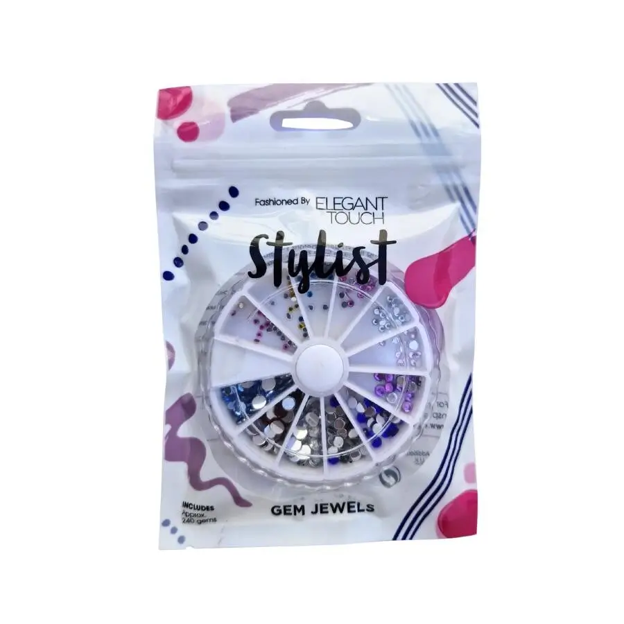 Elegant Touch Nail Art Taş Seti – 12 Farklı Renk, 240 Adet - 1
