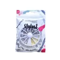 Elegant Touch Nail Art Taş Seti – Gümüş & İnci Renk, 240 Adet - Elegant