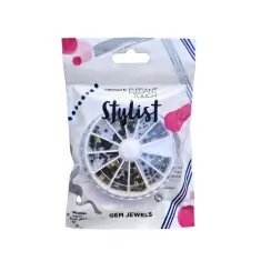 Elegant Touch Nail Art Taş Seti – Siyah-Sarı Desenli, 240 Adet - Elegant