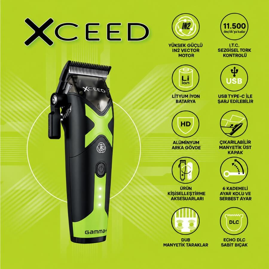 Gamma+ Xceed Profesyonel Saç Kesme Makinesi – Şarjlı Clipper - 9