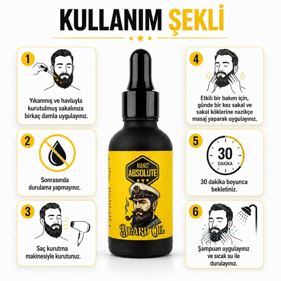 Nano Absolute Beard Oil Sakal Bakım Yağı 50 ml - 5