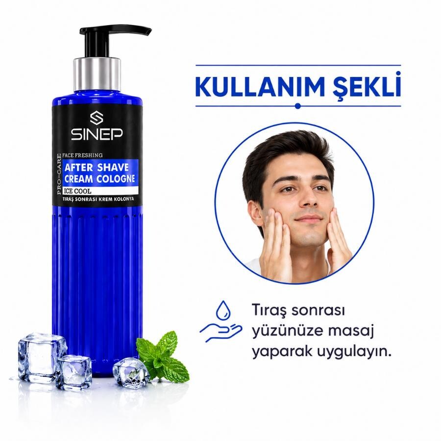 Sinep Tıraş Sonrası Nemlendiren Tahrişe Karşı Krem Kolonya, Balsam 400 ml- Ice Cool - 3