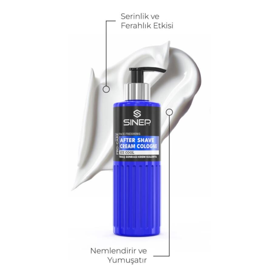Sinep Tıraş Sonrası Nemlendiren Tahrişe Karşı Krem Kolonya, Balsam 400 ml- Ice Cool - 4