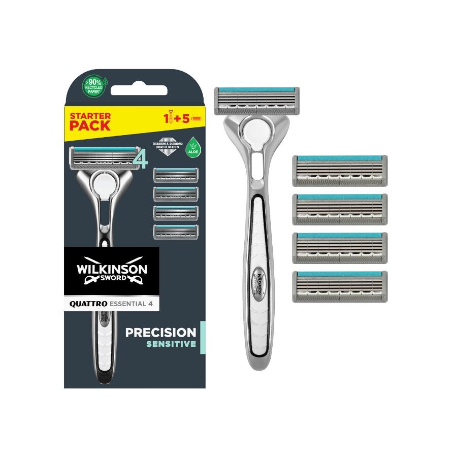 Wilkinson Sword Quattro Sensitive Erkek Tıraş Bıçağı 1 Sap + 5 Yedek Kartuş - 2