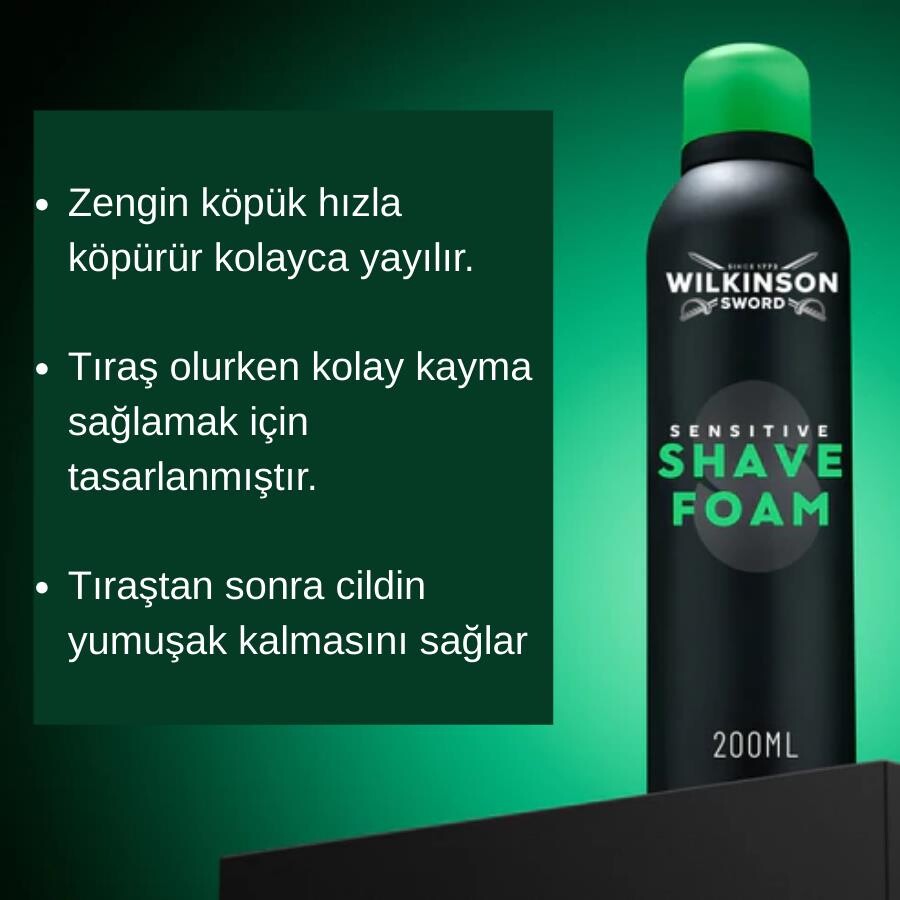 Wilkinson Sword Sensitive Tıraş Köpüğü 200 ml - Hassas Ciltler, 0 Alkol - 2